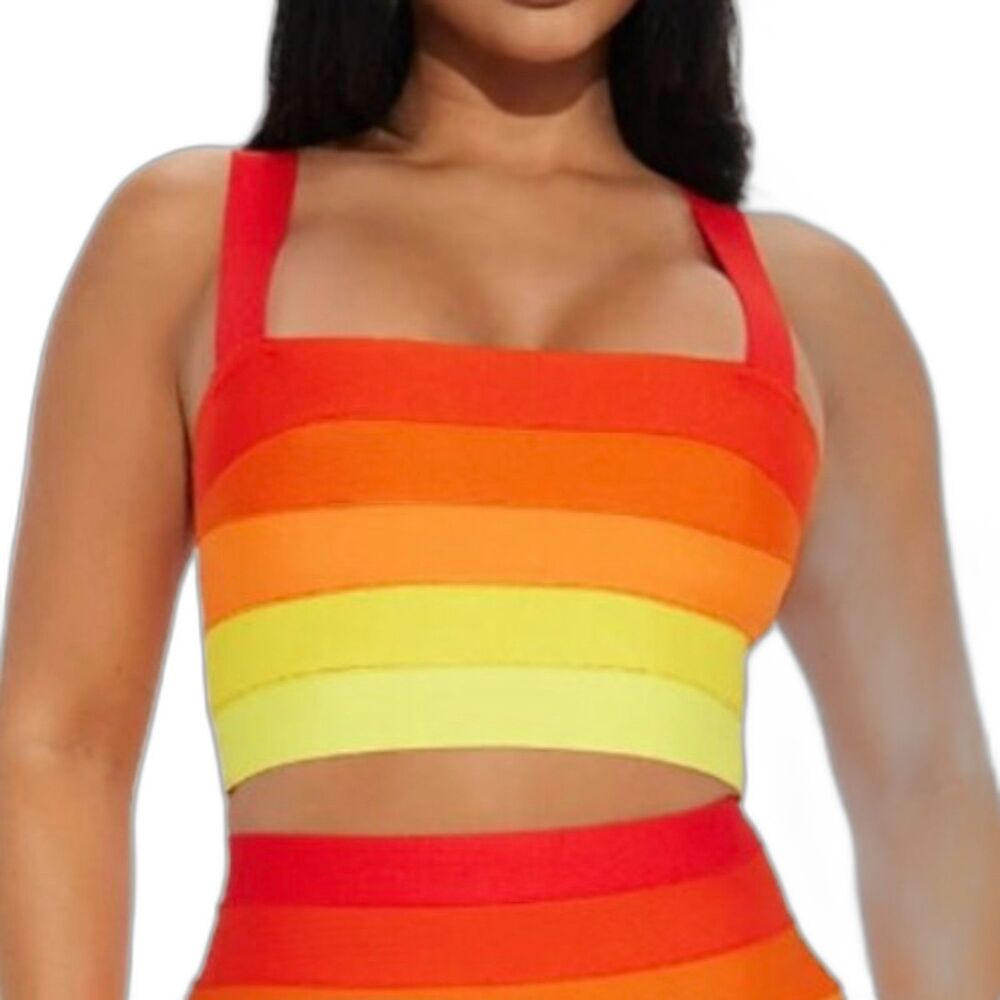 New Fashion Nova Rainbow Life Ombré Cropped Tank Top Small